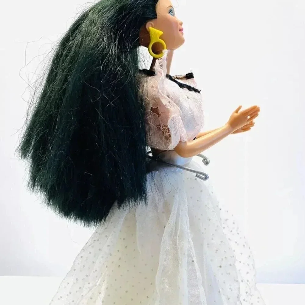 MATTEL BARBIE Asian Doll Long Black Hair Blue Eyes Three Piece Outfit 12